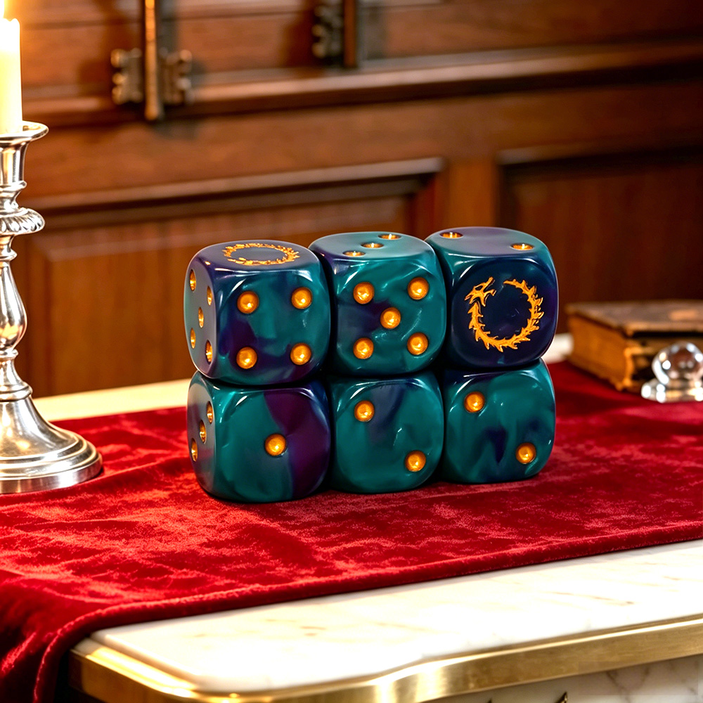 6Pcs Deep Sea Gold Flame D6 Di - Board Game Live 评论和价格