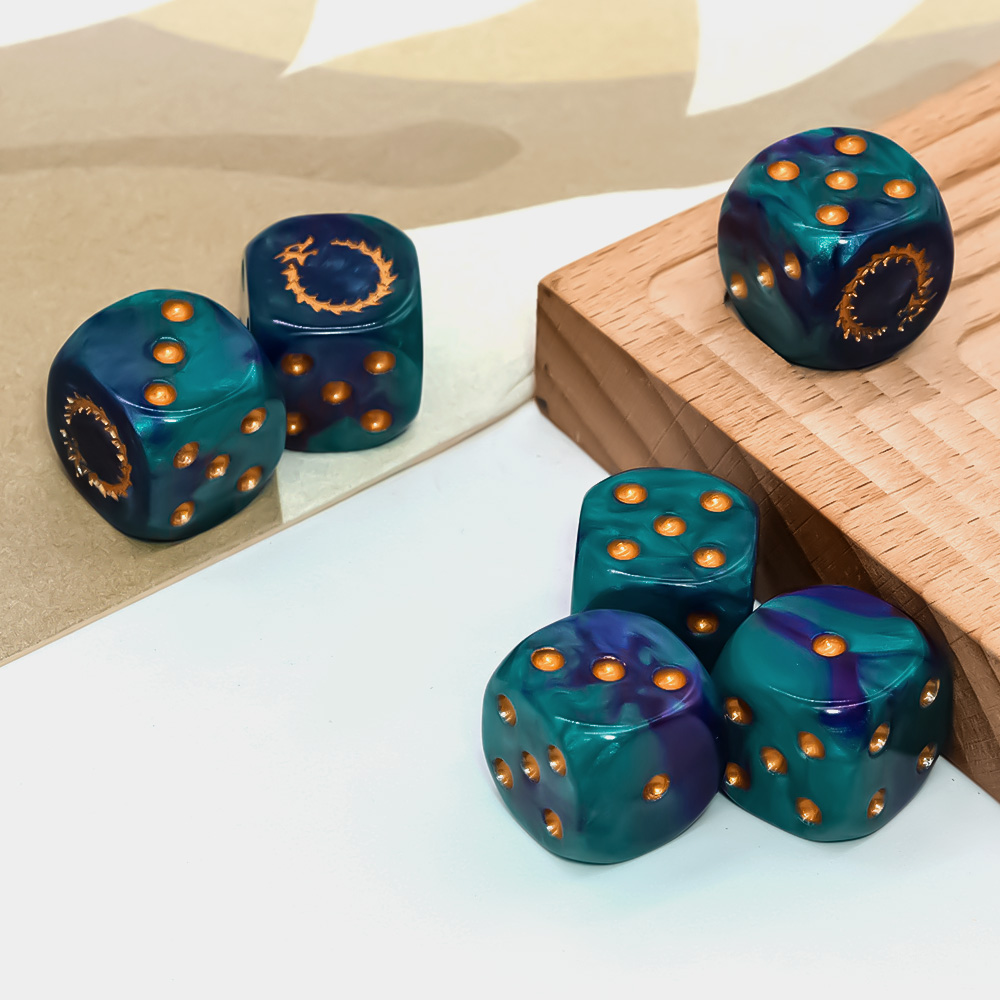 6Pcs Deep Sea Gold Flame D6 Di - Board Game Live 评论和价格